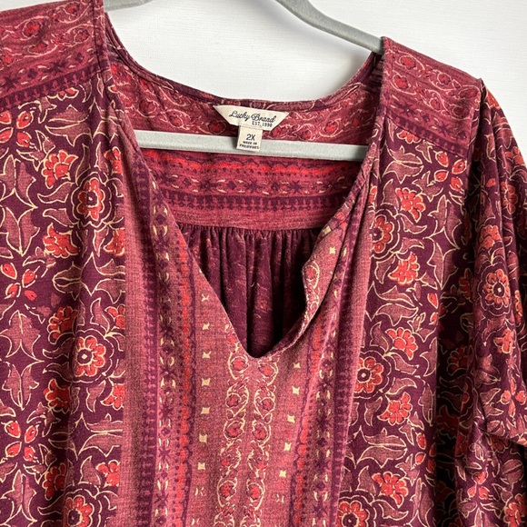 Lucky Brand Burgundy Floral Tunic - Picture 2 of 8